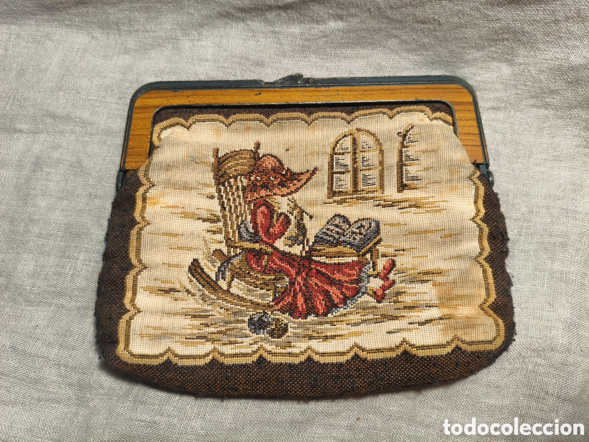 Vintage: Bolso de mano antiguo de tapiz - Foto 7