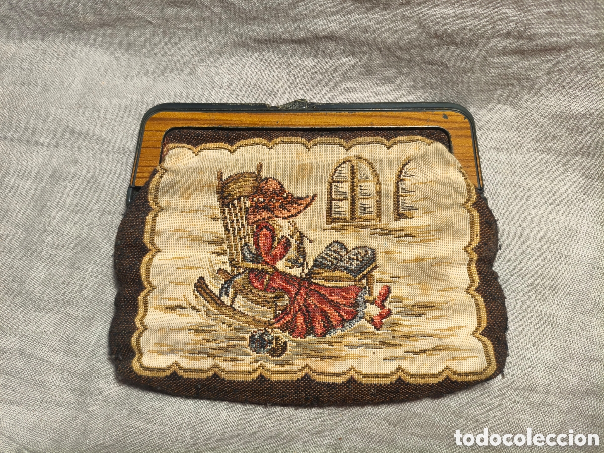 Vintage: Bolso de mano antiguo de tapiz