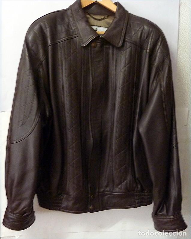 Vintage: ESPECTACULAR CAZADORA DE PIEL MARR&Oacute;N - PARA HOMBRE - DISE&Ntilde;O EXCLUSIVO - GRAN CALIDAD - COMO NUEVA