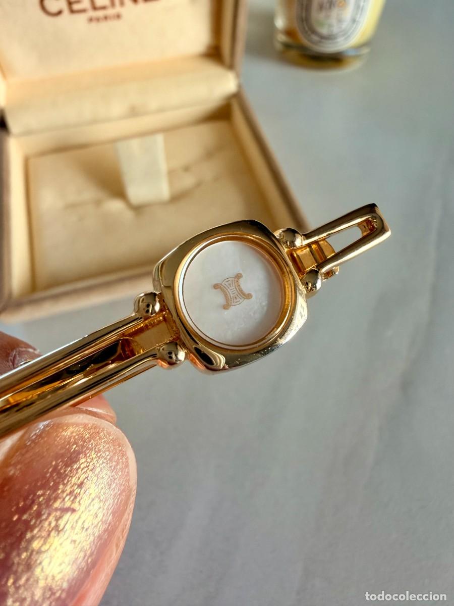 Vintage: Pasador de Corbata CELINE Paris Vintage N&aacute;car Dorado con Caja Original A&ntilde;os 80