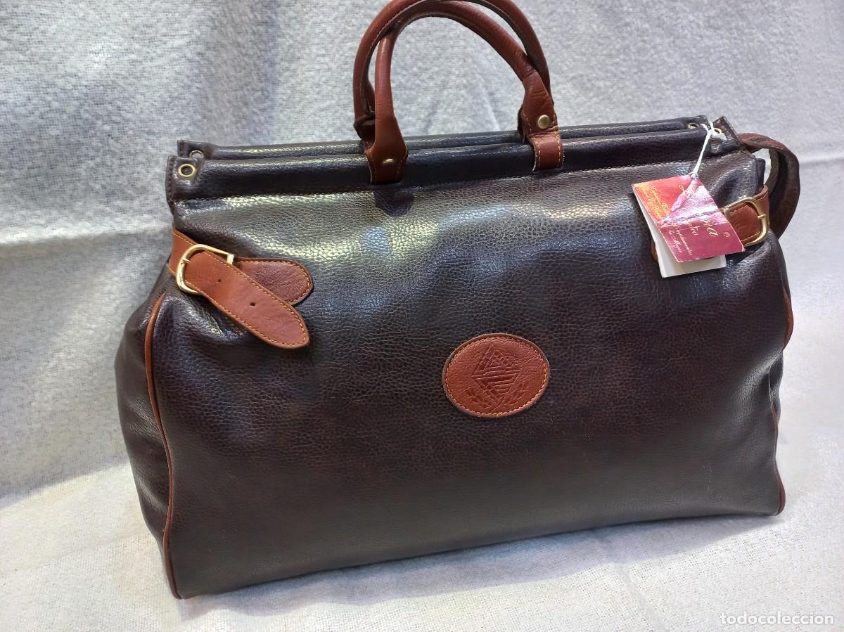 Vintage: BOLSO VIAJE &uml;MERY POPPINS&uml; (marr&oacute;n- cuero) 55cm