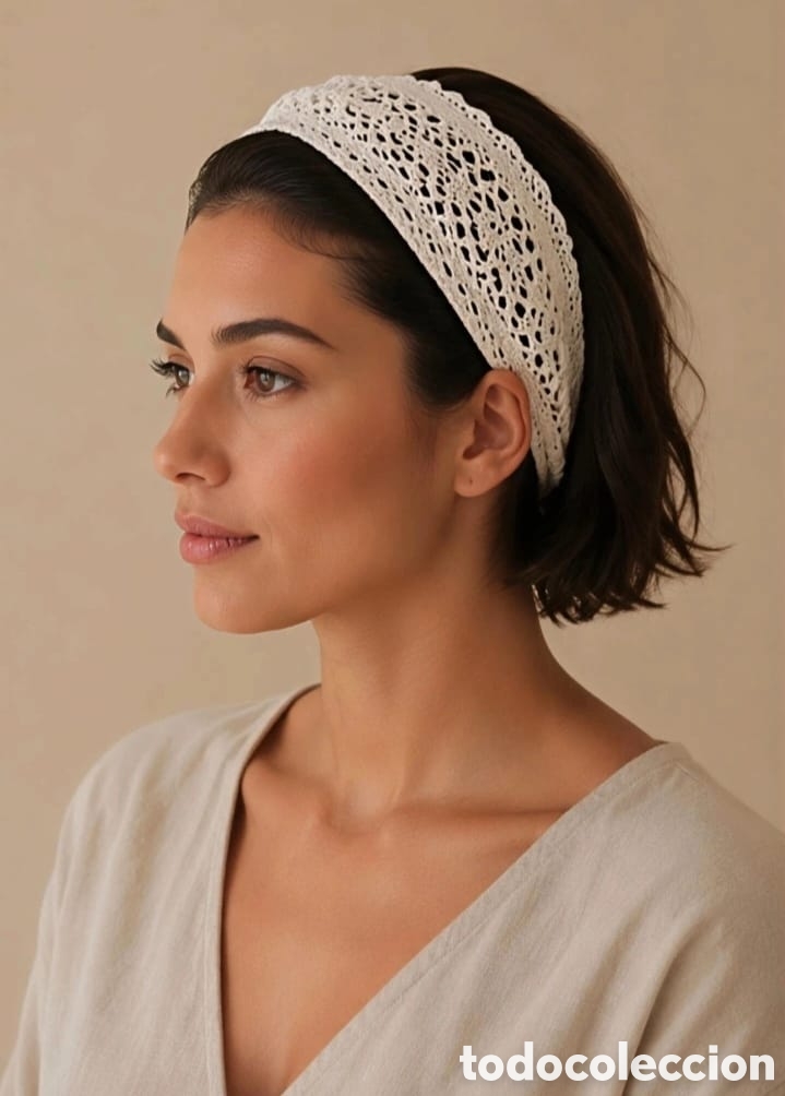 Vintage: PRECIOSA DIADEMA BORDADA Y ENCAJE ROMANTICO VINTAGE
