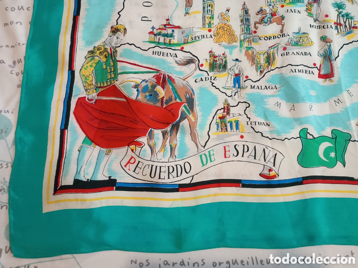 Vintage: Pa&ntilde;uelo recuerdo de Espa&ntilde;a, a&ntilde;os 60