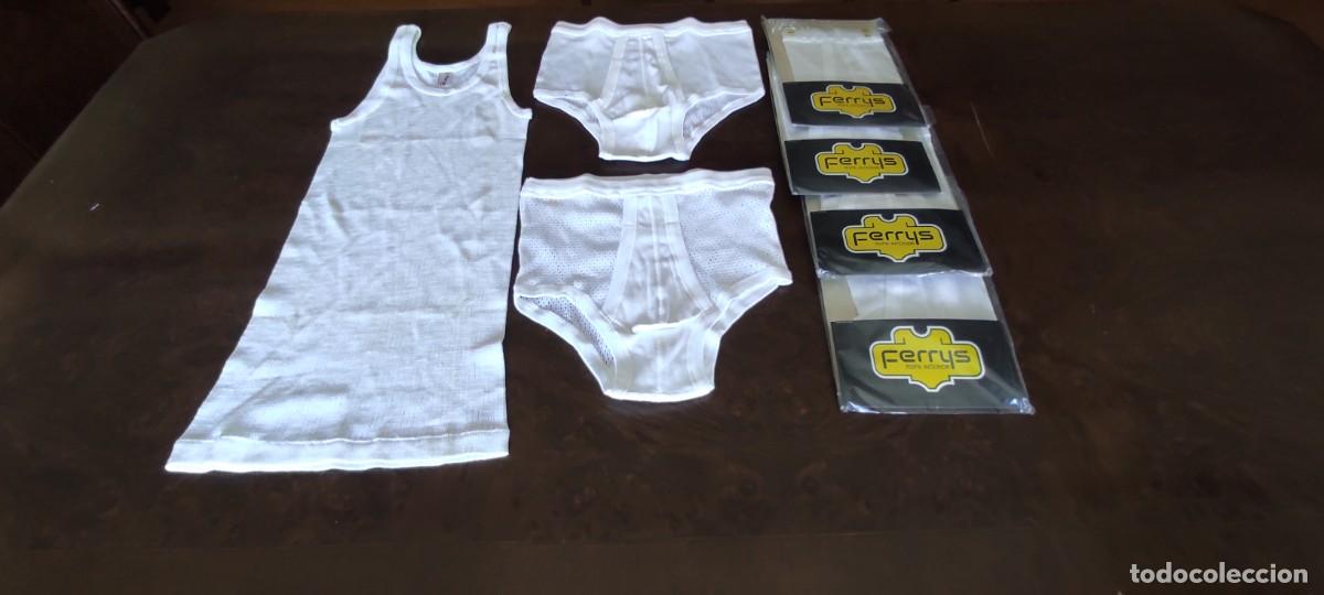 Vintage: LOTE ROPA INTERIOR MASCULINA VINTAGE FERRYS- CAMISETA DE TIRANTES Y CALZONCILLOS TIPO SLIP.