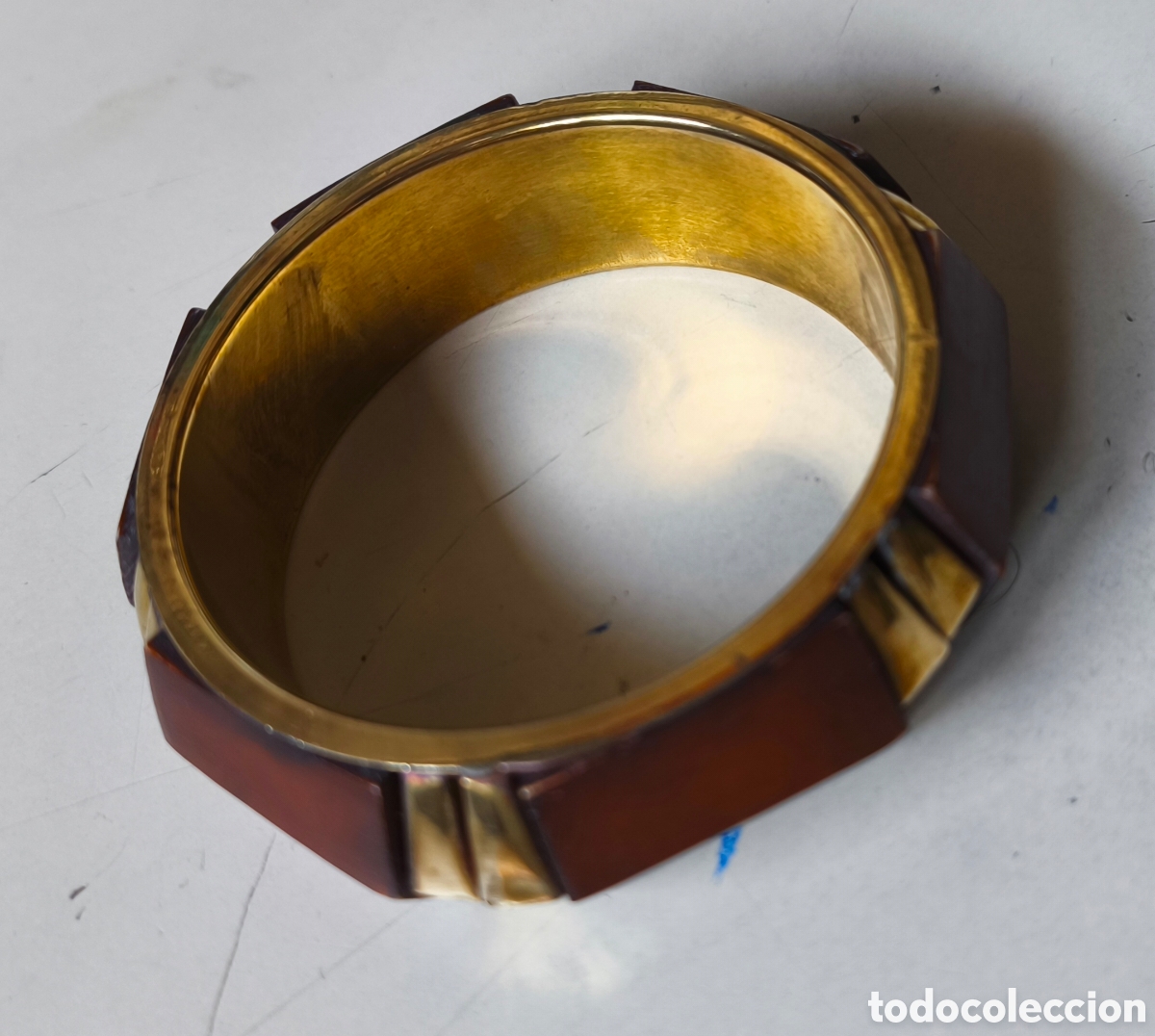 Vintage: PULSERA DE LAT&Oacute;N MADERA - Foto 4
