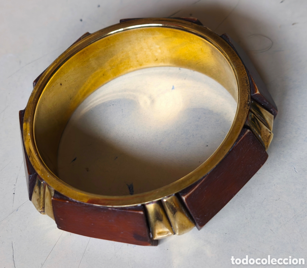 Vintage: PULSERA DE LAT&Oacute;N MADERA