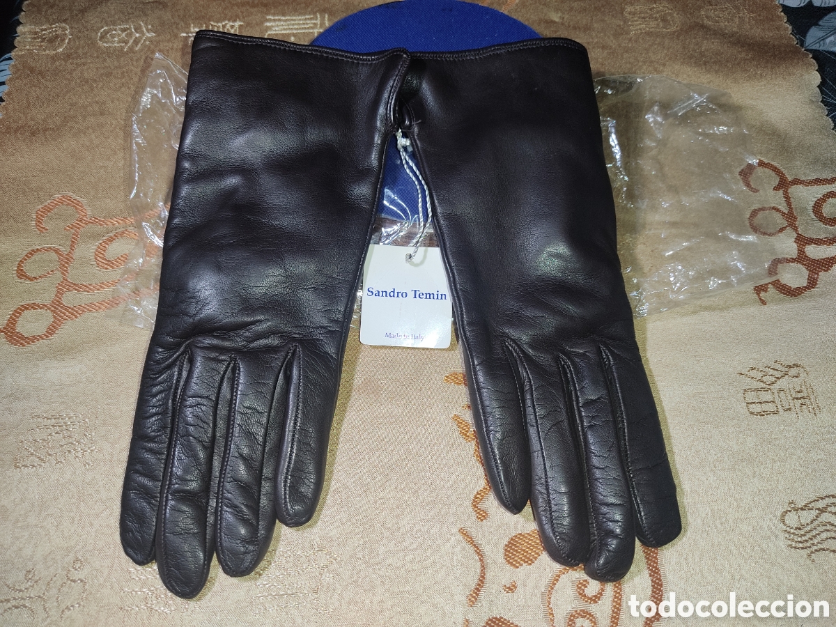 Vintage: Guantes de fina pi&eacute;l curtida para mujer en color marr&oacute;n Pardo,Sandro Temin & Italy.Vintage.