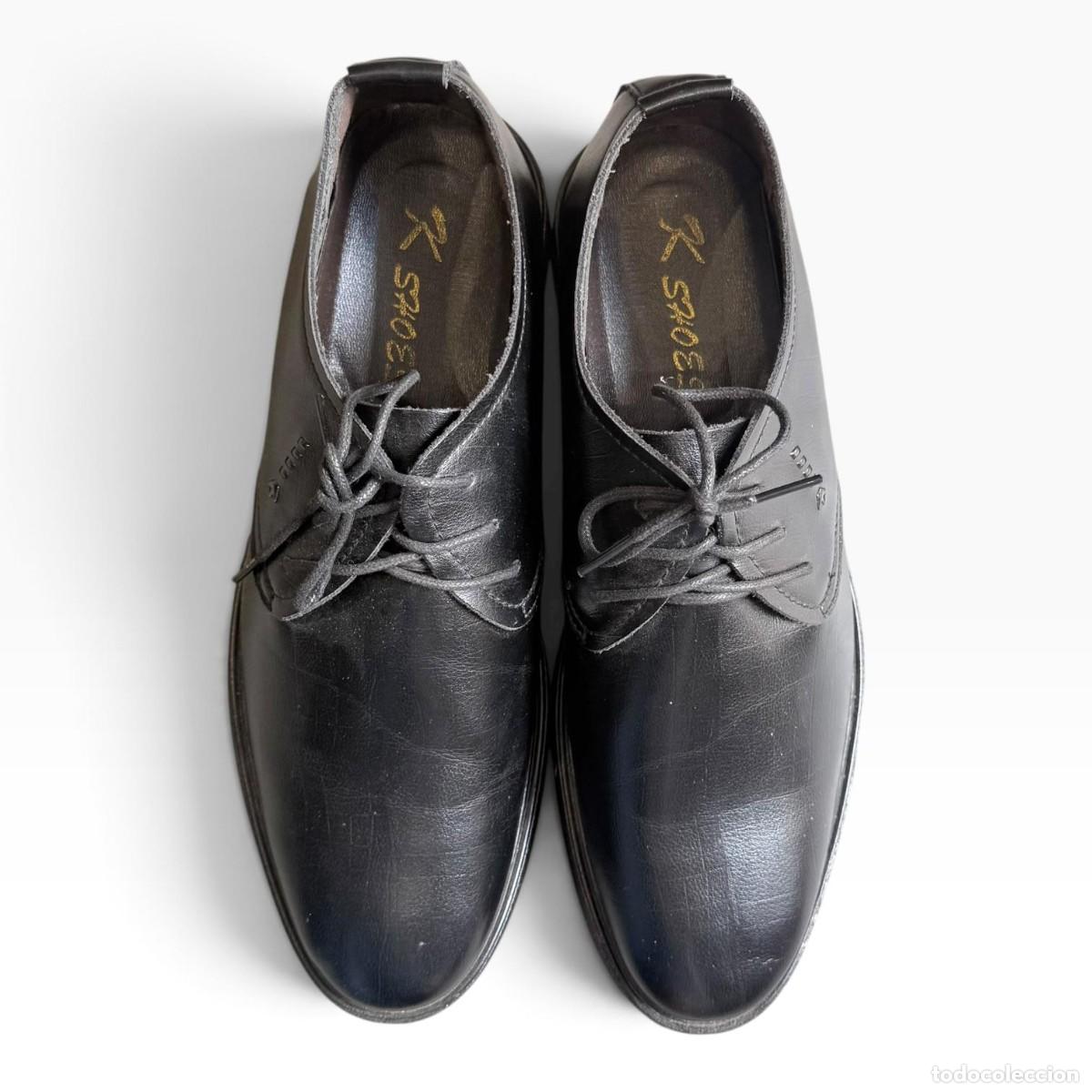 Vintage: Sapatos Vintage K Shoes em Pele Preta &ndash; Homem, Tamanho 43