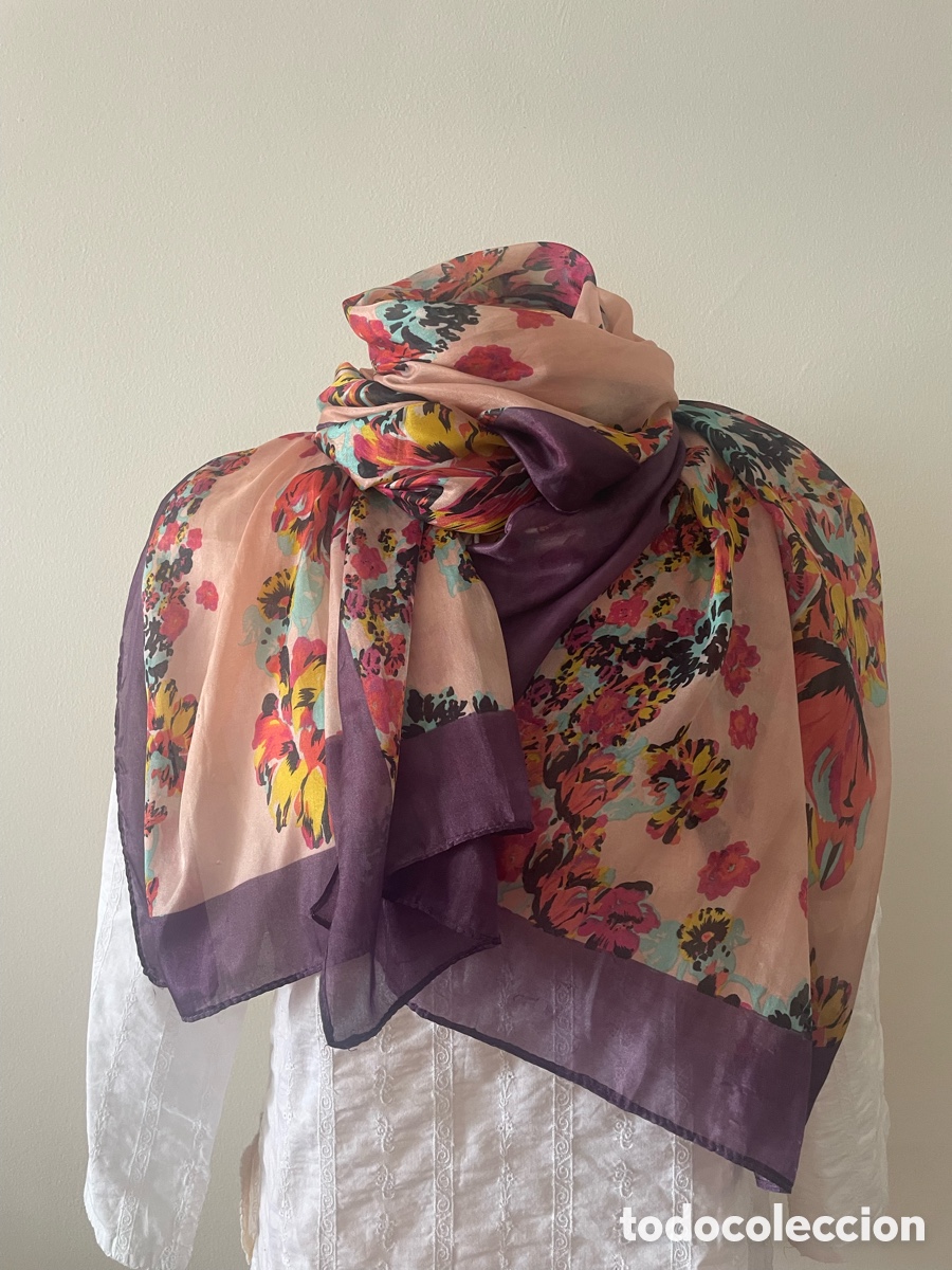 Vintage: fular floreado de seda Italy