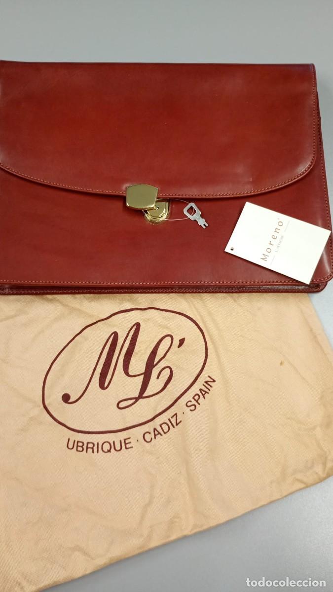 Vintage: Cartera Moreno L'Attache Piel vacuno Marr&oacute;n (Ubrique) 34x25 cm
