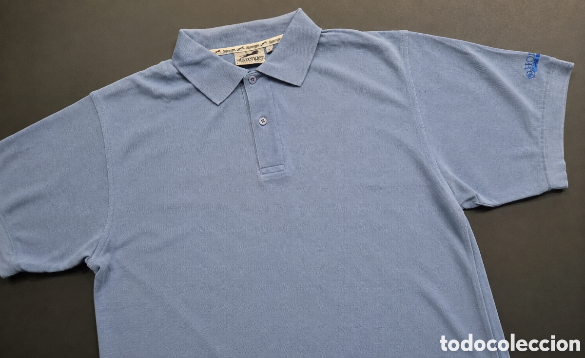 Vintage: Slazenger Hotasa Hotels polo tenis vintage azul celeste L/XL 56 x 72