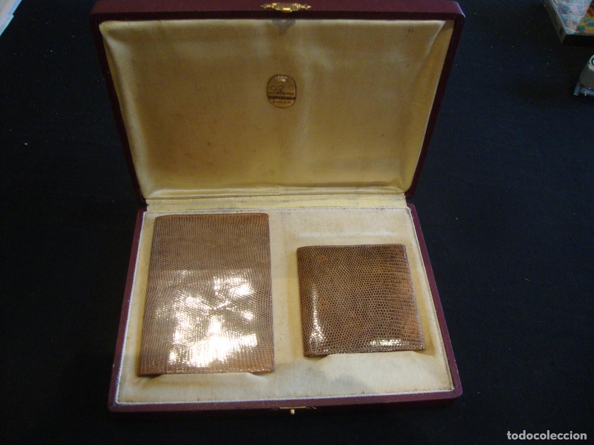 Vintage: CONJUNTO DE CARTERA Y BILLETERA DE PIEL LOVENA ARTICULOS DE PIEL CAJA ORIGINAL