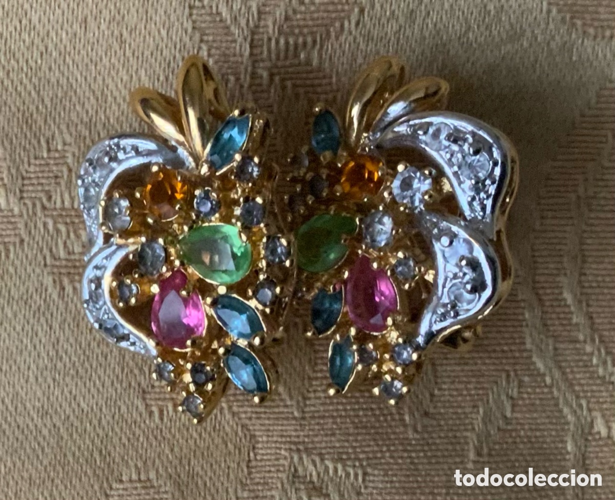 Vintage: PENDIENTES VINTAGE PEDRERIA CIERRE OMEGA