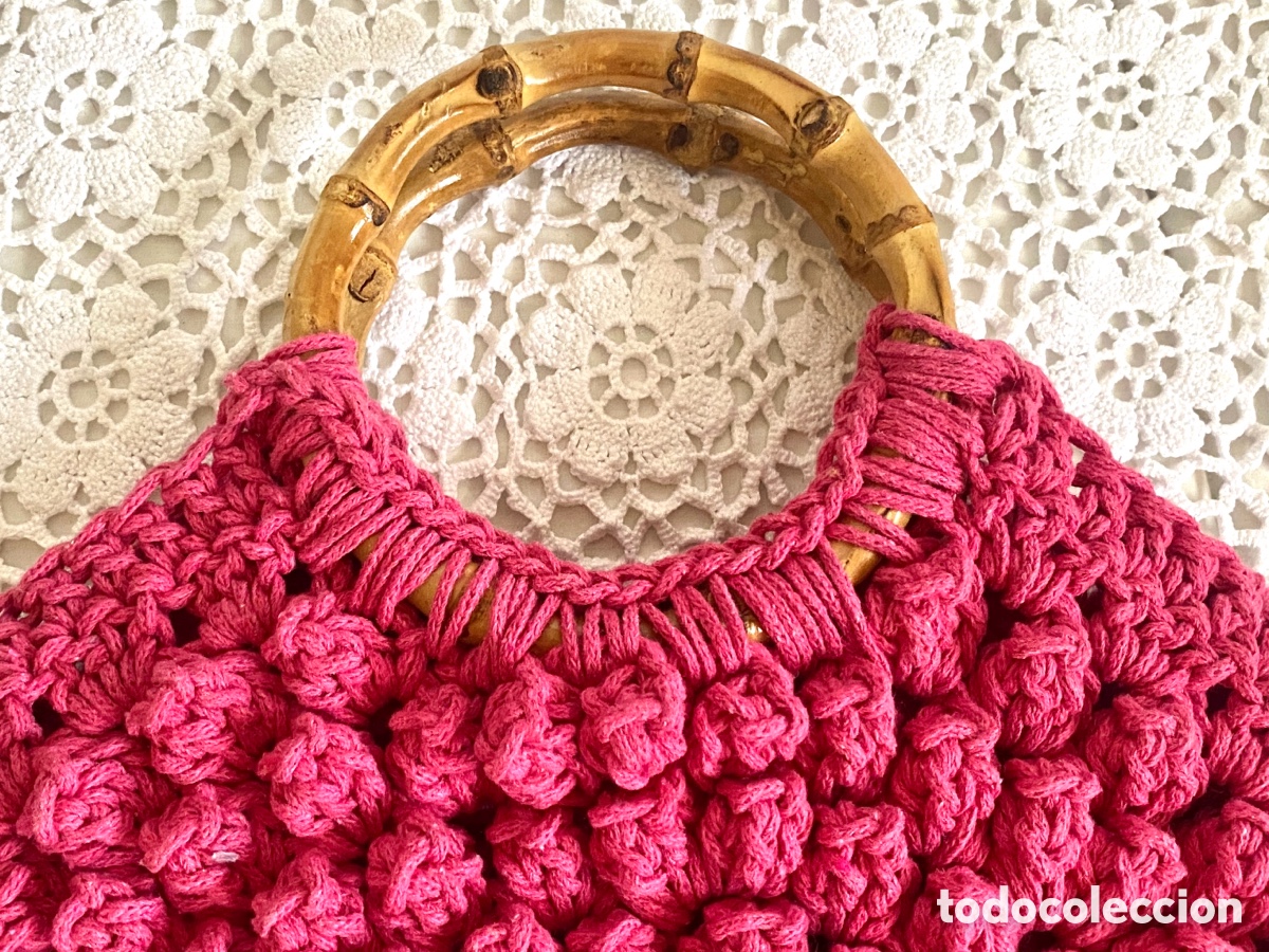 Vintage: Bolso de mano ganchillo y bamb&uacute; - Foto 3