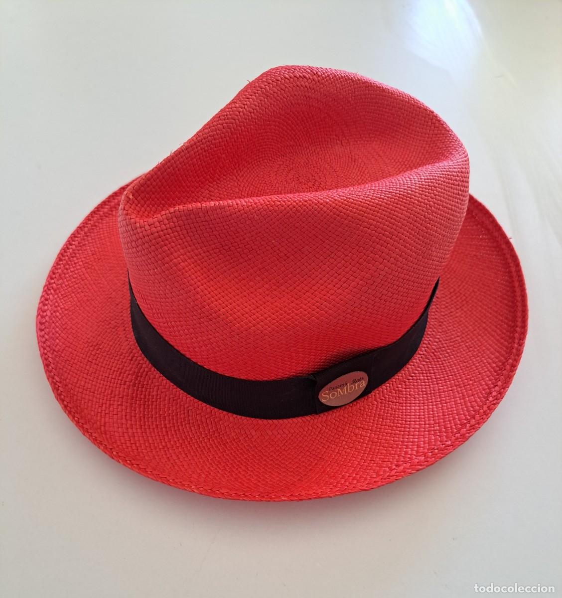 Vintage: SOMBRERO PANAMA DE PAJA TOQUILLA MARCA SOMBRA HATS EN COLOR ROJO