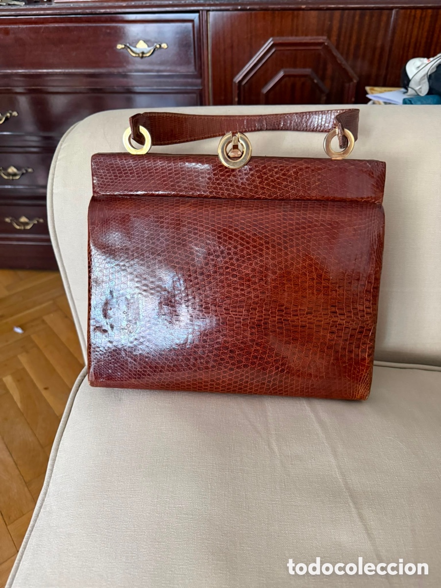 Vintage: Conjunto de bolso y monedero piel de cocodrilo