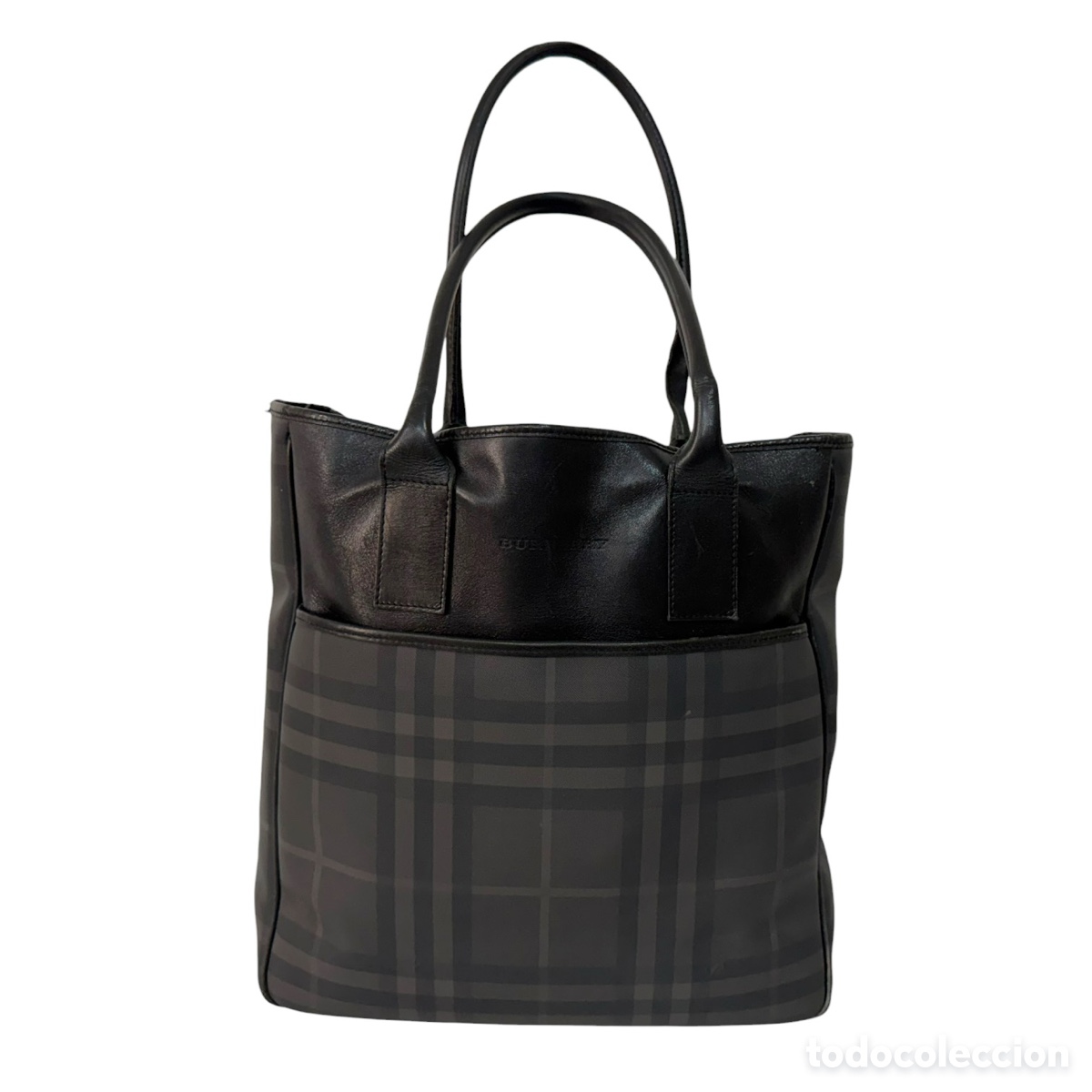 Vintage: BURBERRY. Bolso Burberry de piel y lona recubierta vintage