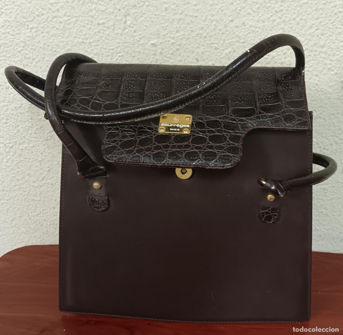 Vintage: BOLSO VINTAGE COURR&Egrave;GES PAR&Iacute;S PIEL COCODRILO 31 CM. ALTURA