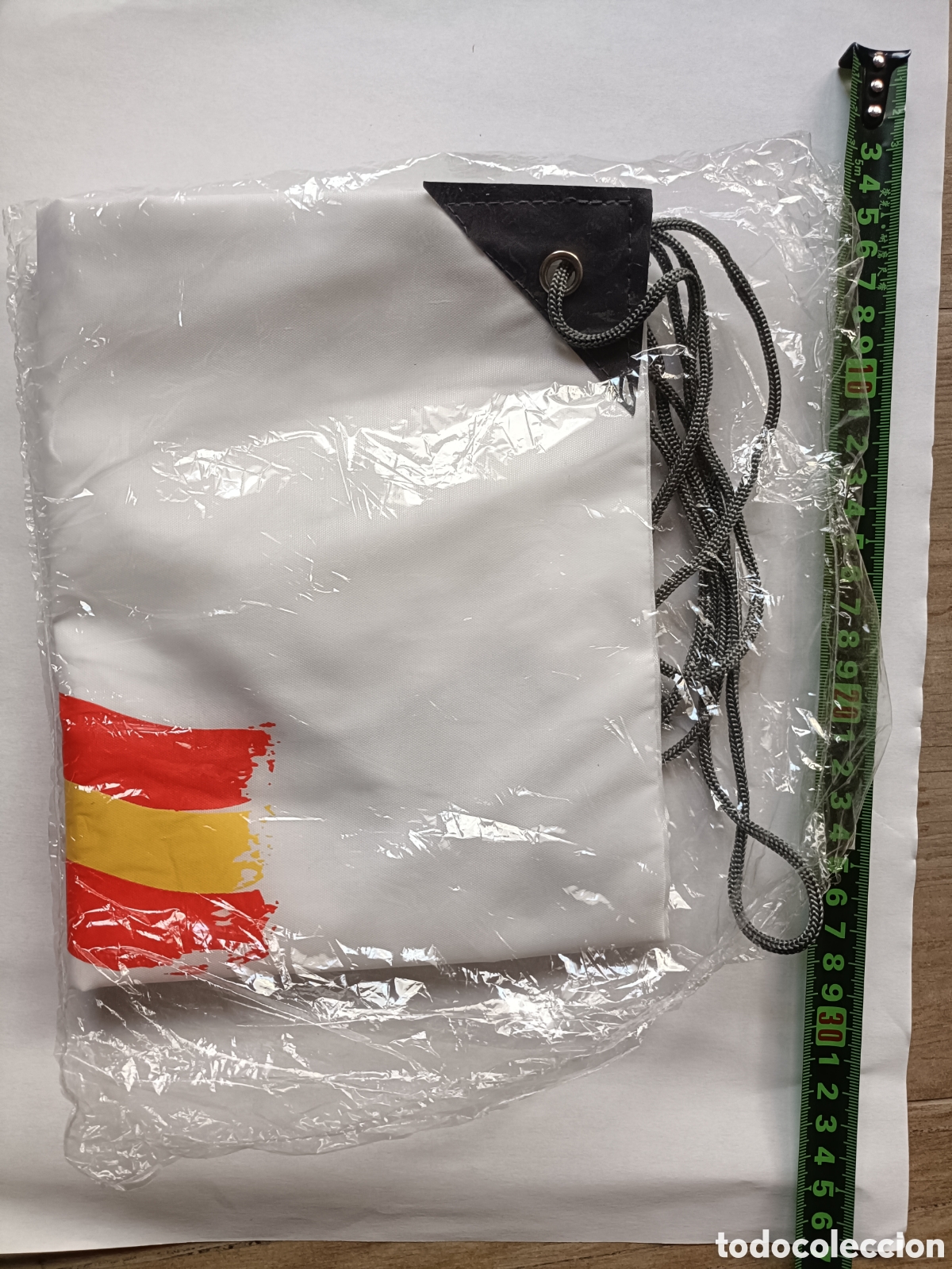 Vintage: Mochila blanca con bandera de Espa&ntilde;a, espa&ntilde;ola