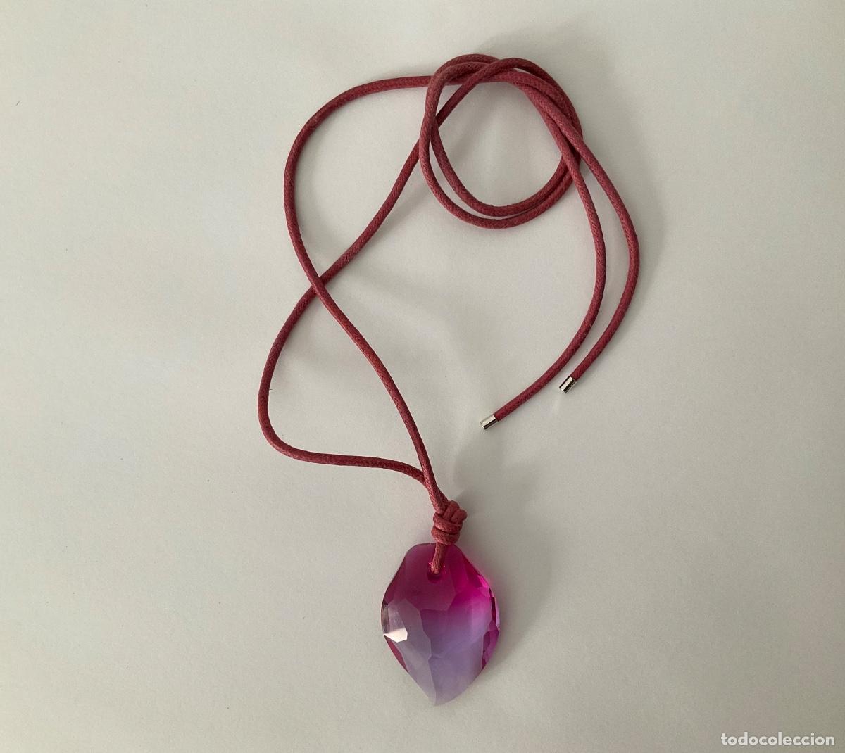 Vintage: Colgante Swarovski de cristal en forma de coraz&oacute;n rosa fucsia con caja original