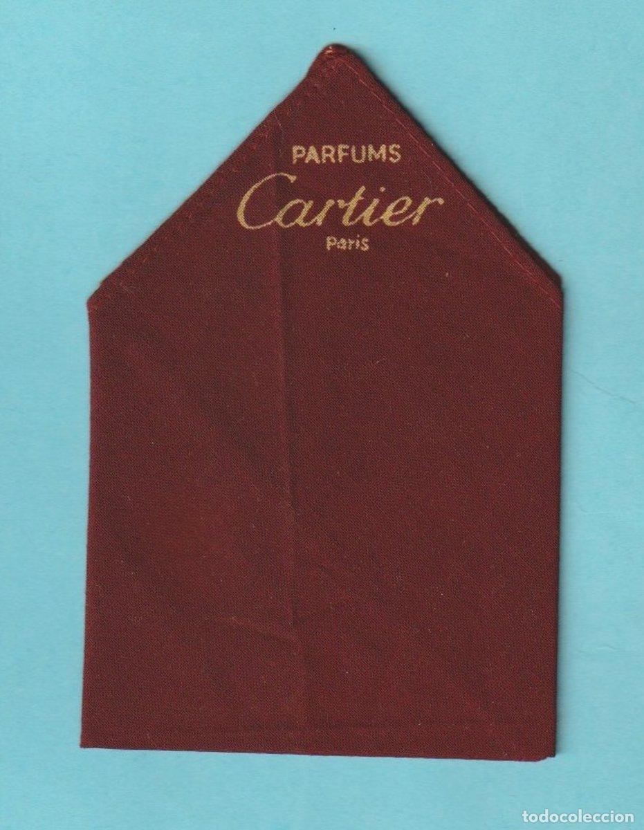 Vintage: PEQUE&Ntilde;O PA&Ntilde;UELO PROMOCIONAL PARFUMS CARTIER PARIS. HILO DE ALGOD&Oacute;N, COLOR BURDEOS, A&Ntilde;OS 80