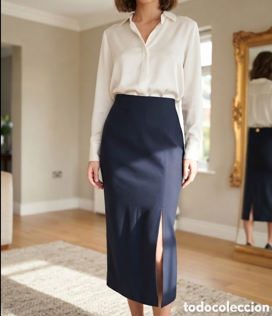 Vintage: Ribas Vintage Falda Midi Azul marino T.S/M Sin uso