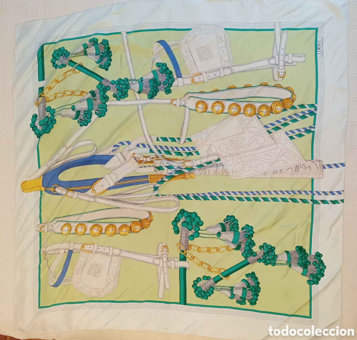 Vintage: Pa&ntilde;uelo Loewe &ldquo;Arneses Andaluces&rdquo; original &ndash; 85x85 cm