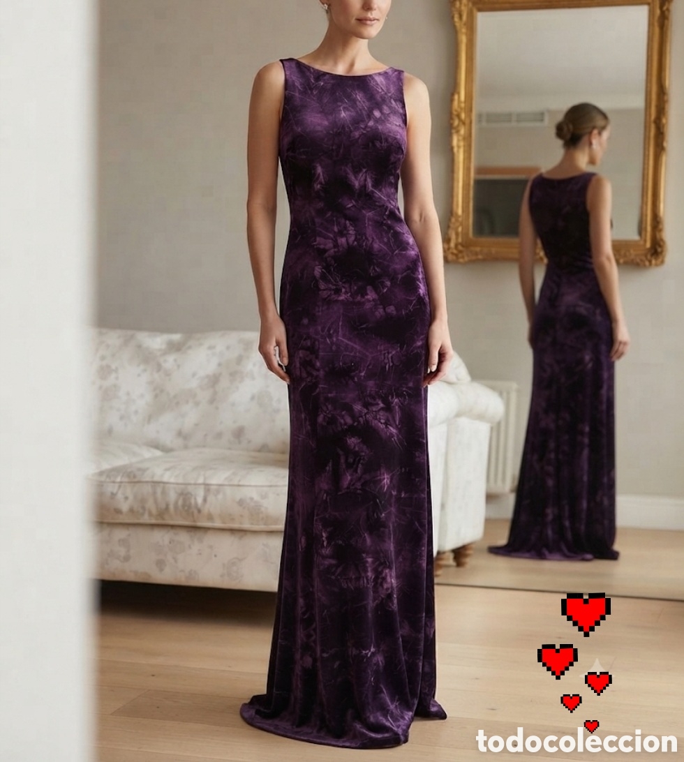 Vintage: Atelier de Par&iacute;s (Sin uso) Espectacular Vestido Terciopelo Vintage T.M
