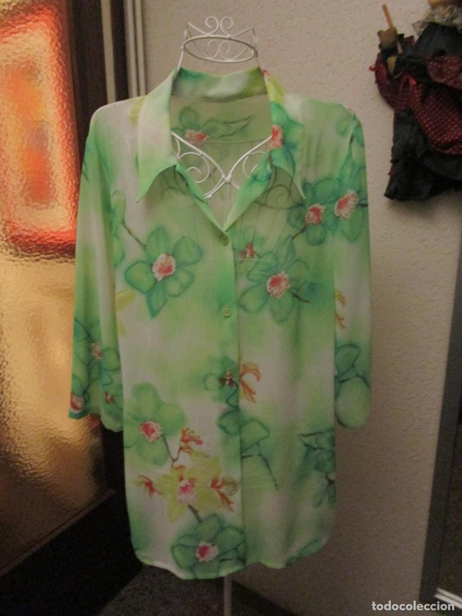 Vintage: PRECIOSA Y ELEGANTE BLUSA EN TONOS VERDES