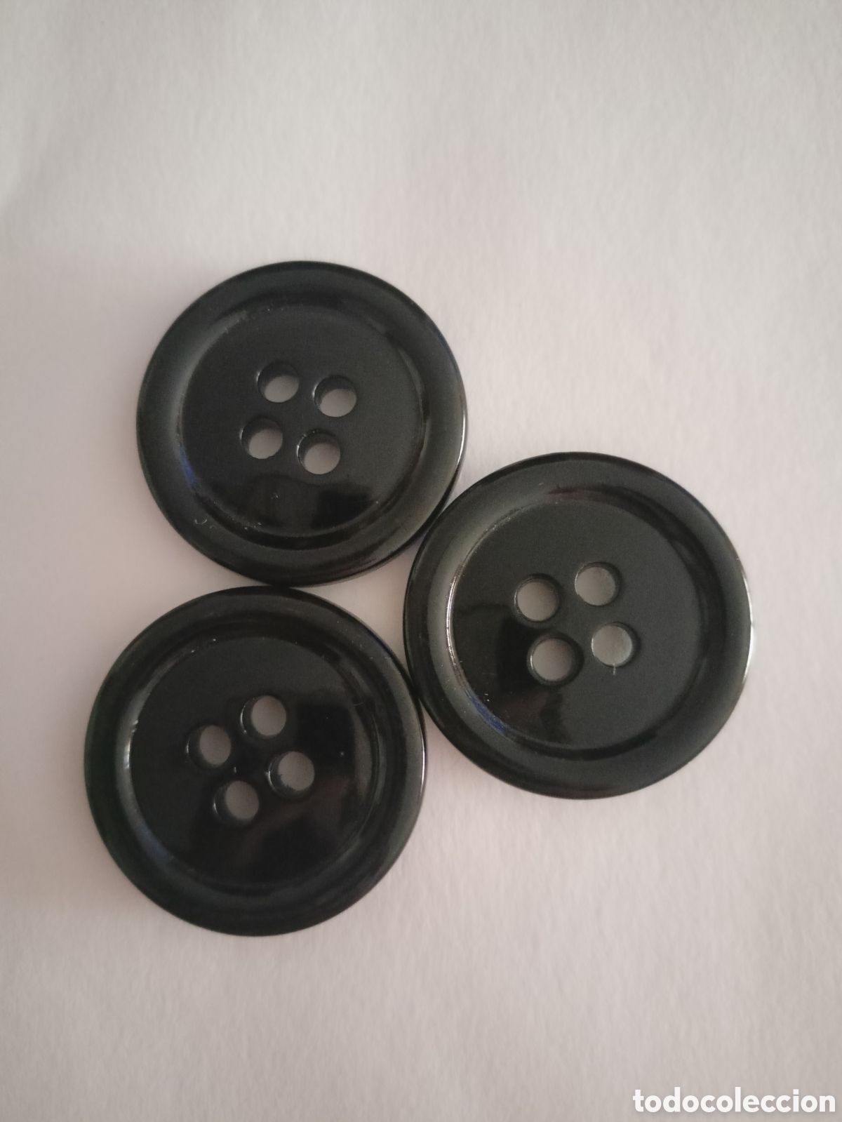 Vintage: 3 botones negro 4 agujeros 3,5cm aproximadamente