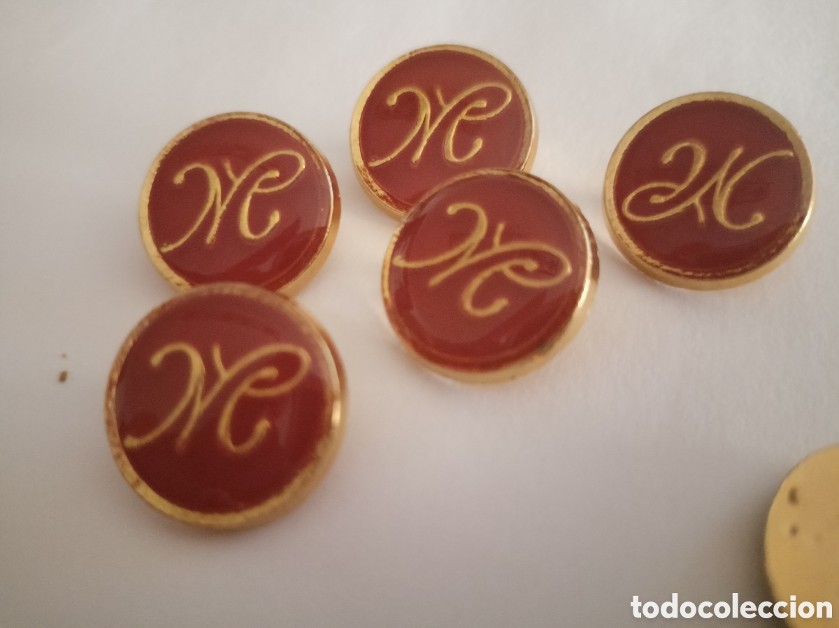Vintage: 7 botones dorados salmon con letras - Foto 3