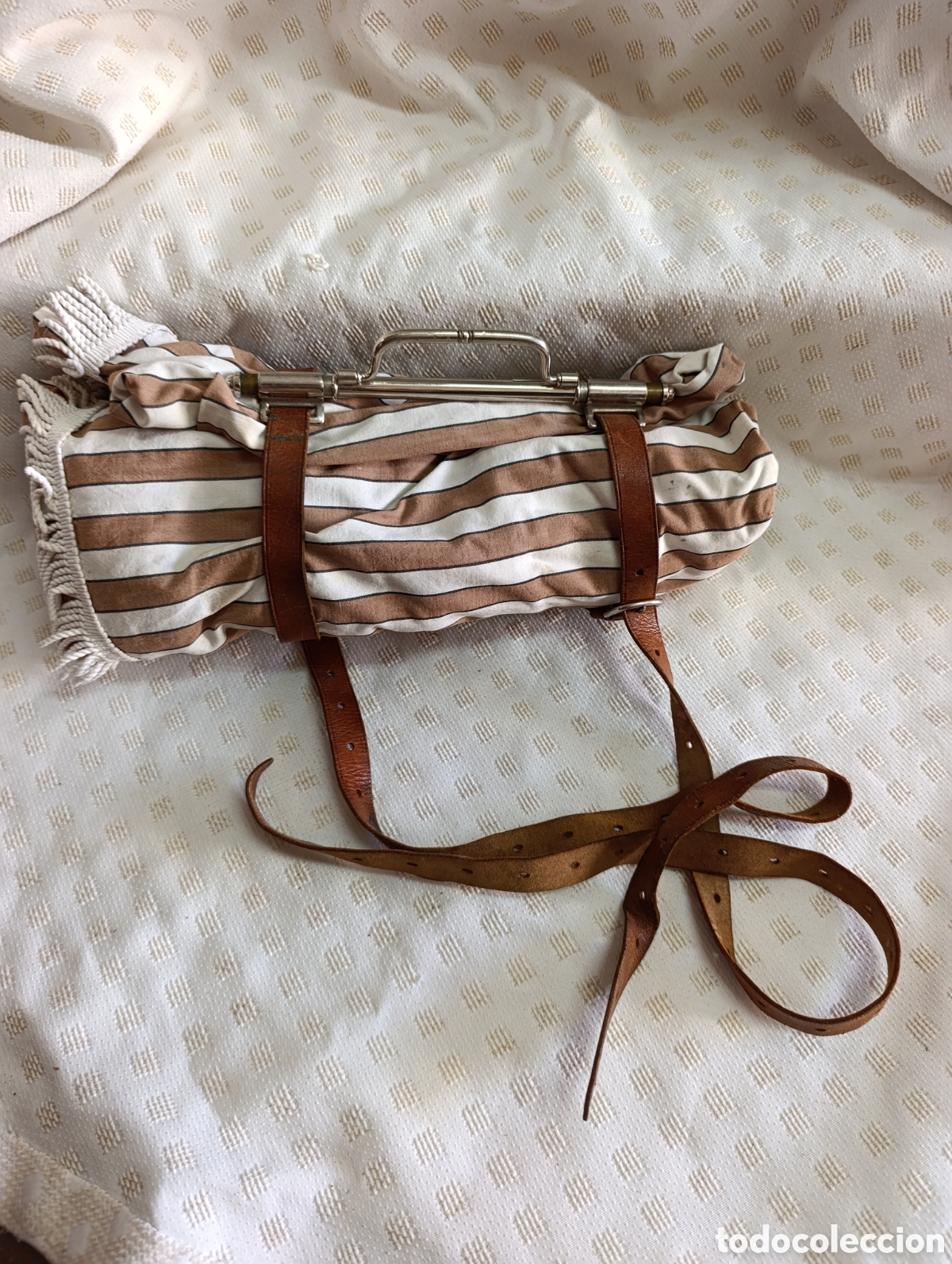 Vintage: Porta mantas Vintage metal y cuero