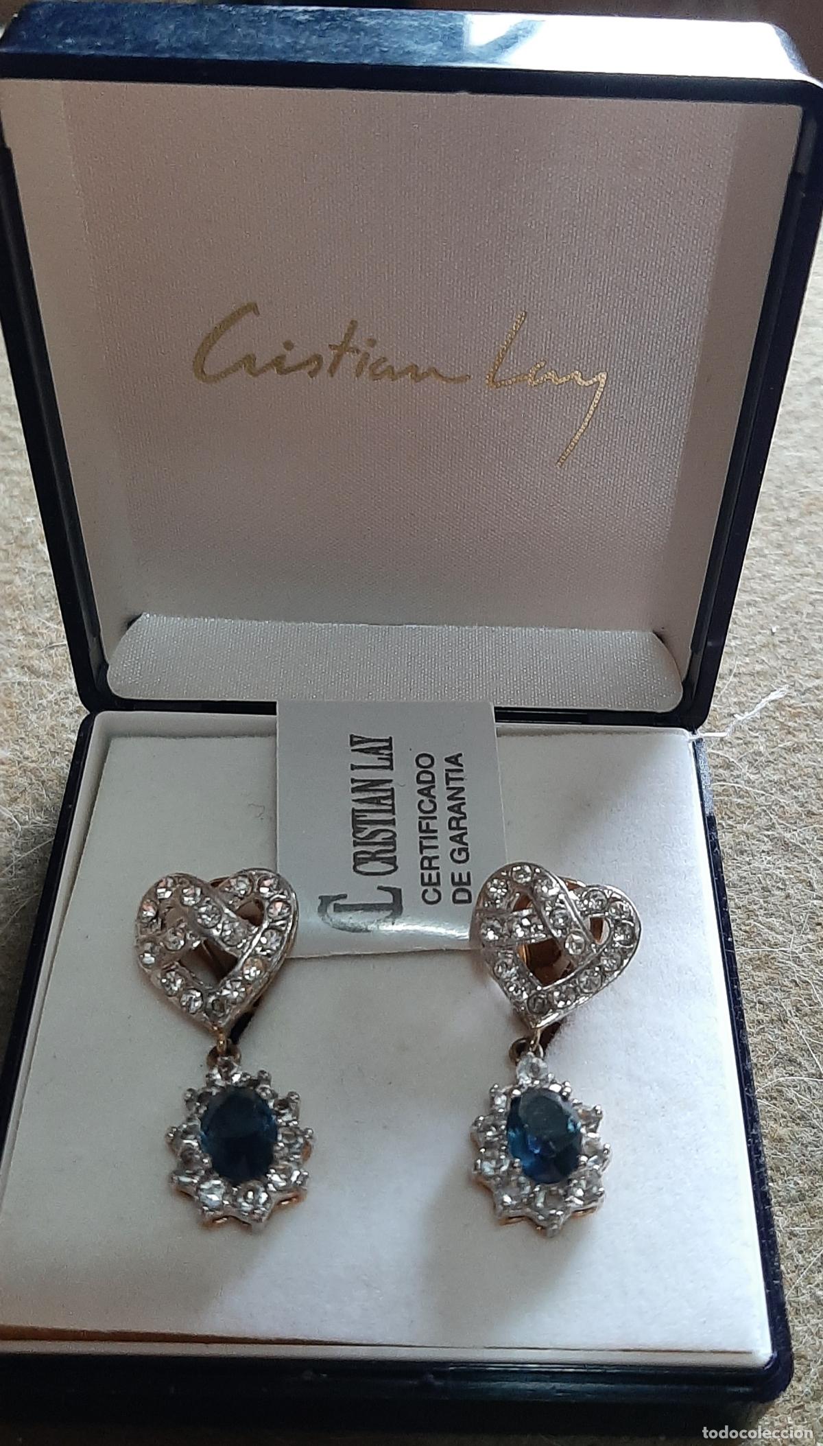 Vintage: PAREJA DE PENDIENTES DE PLATA DE LEY CON CERTIFICADO - CIRCONITAS Y CRISTALES AZULES