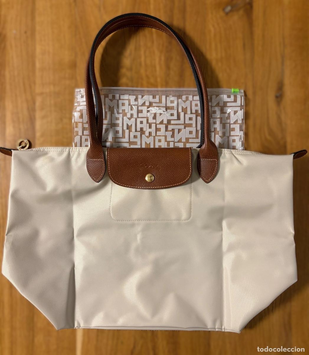 Vintage: bolso de hombro con asas Longchamp Le Pliage Original Large en blanco papel