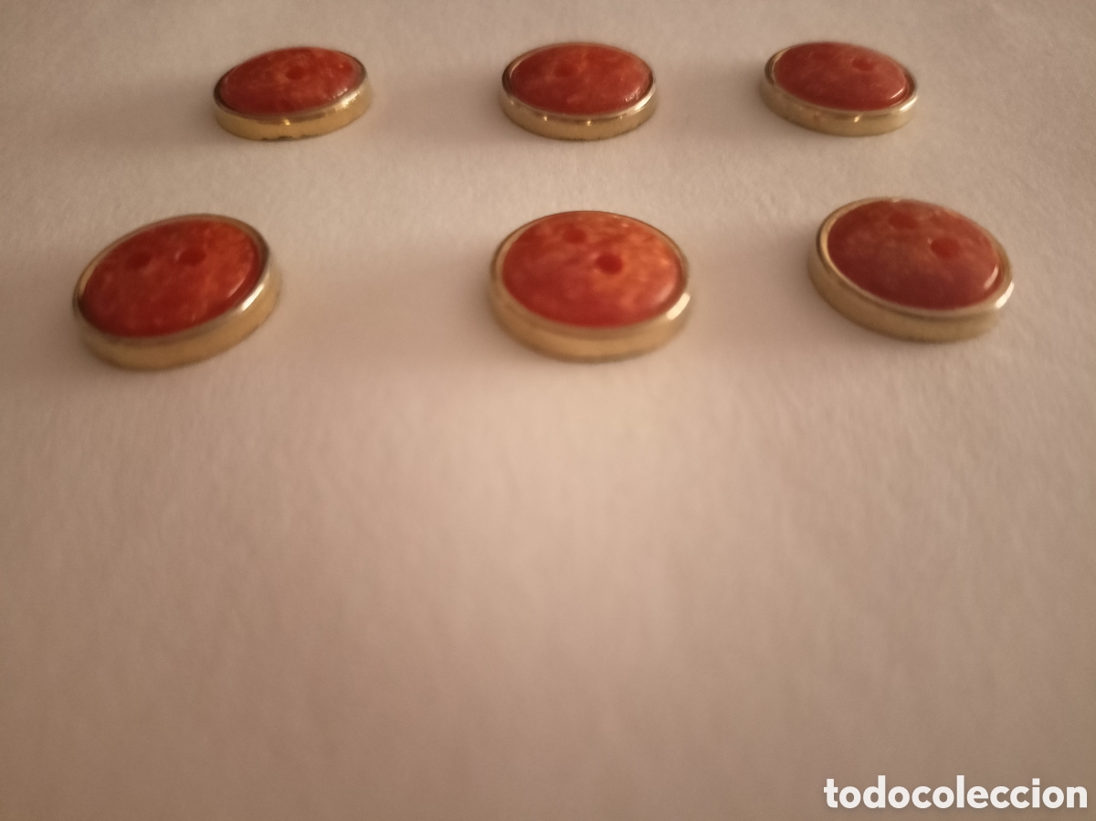 Vintage: 6 botones salmon con dorado - Foto 2