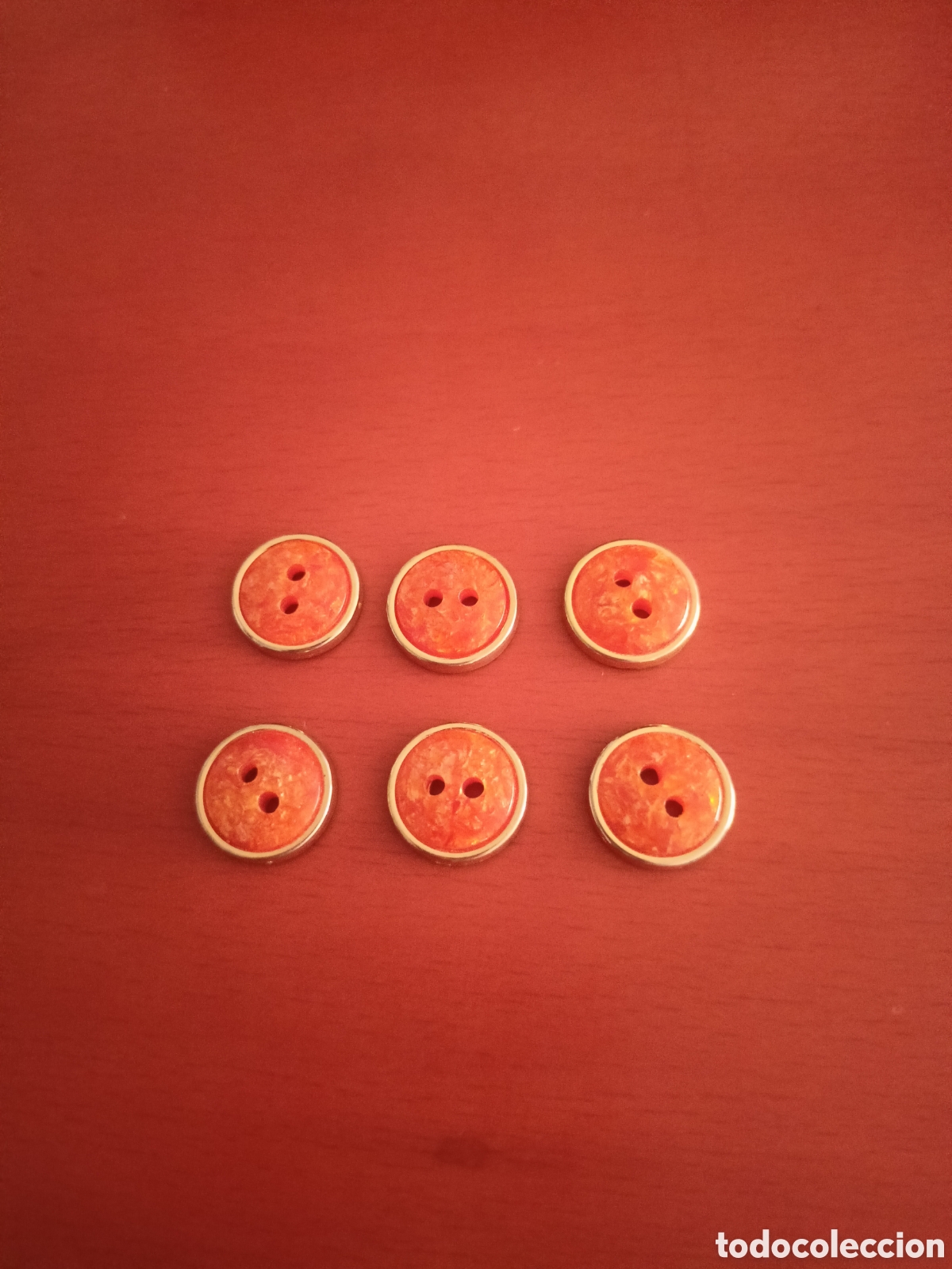 Vintage: 6 botones salmon con dorado - Foto 5