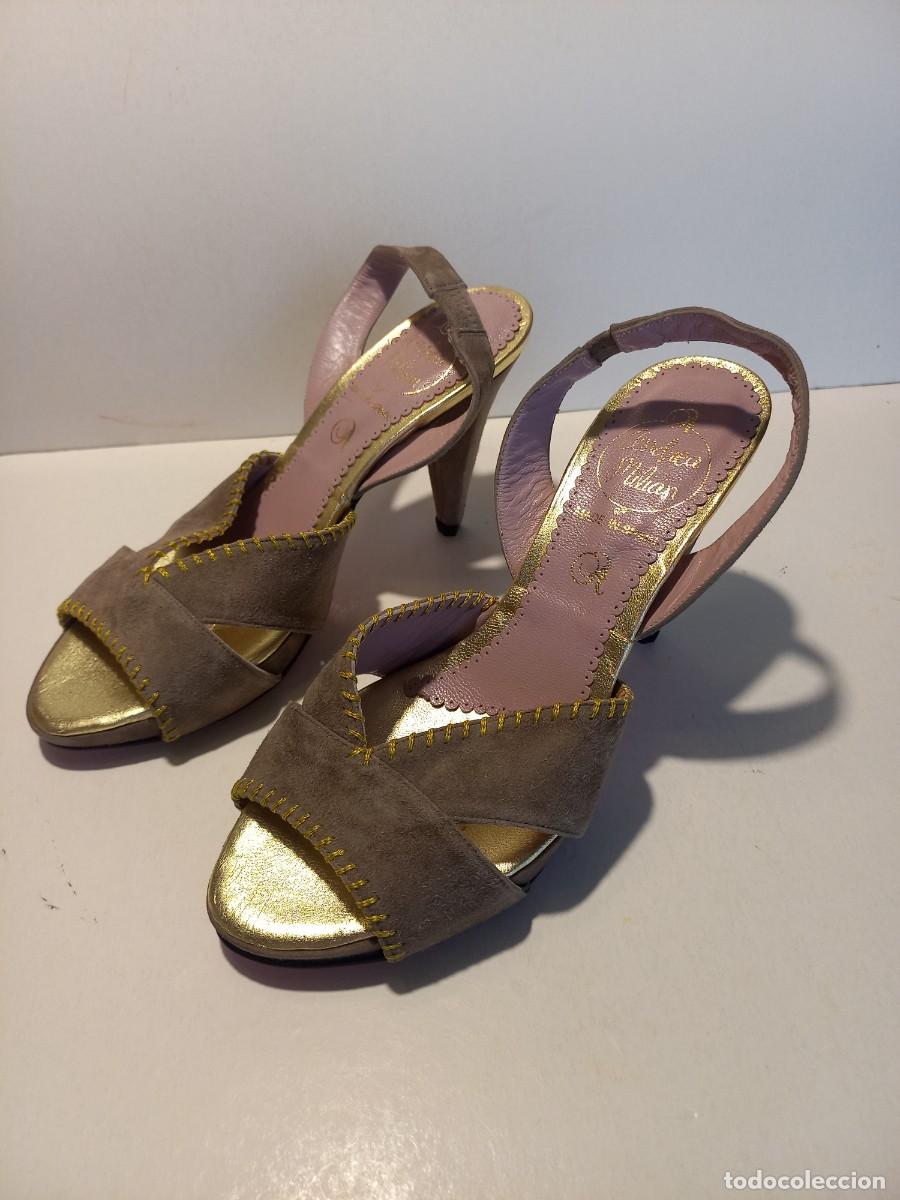 Vintage: PRECIOSOS ZAPATOS ARTESANALES VINTAGE EN ANTE DE ANDREA MILI&Aacute;N COMOD&Iacute;SIMOS N&ordm; 37