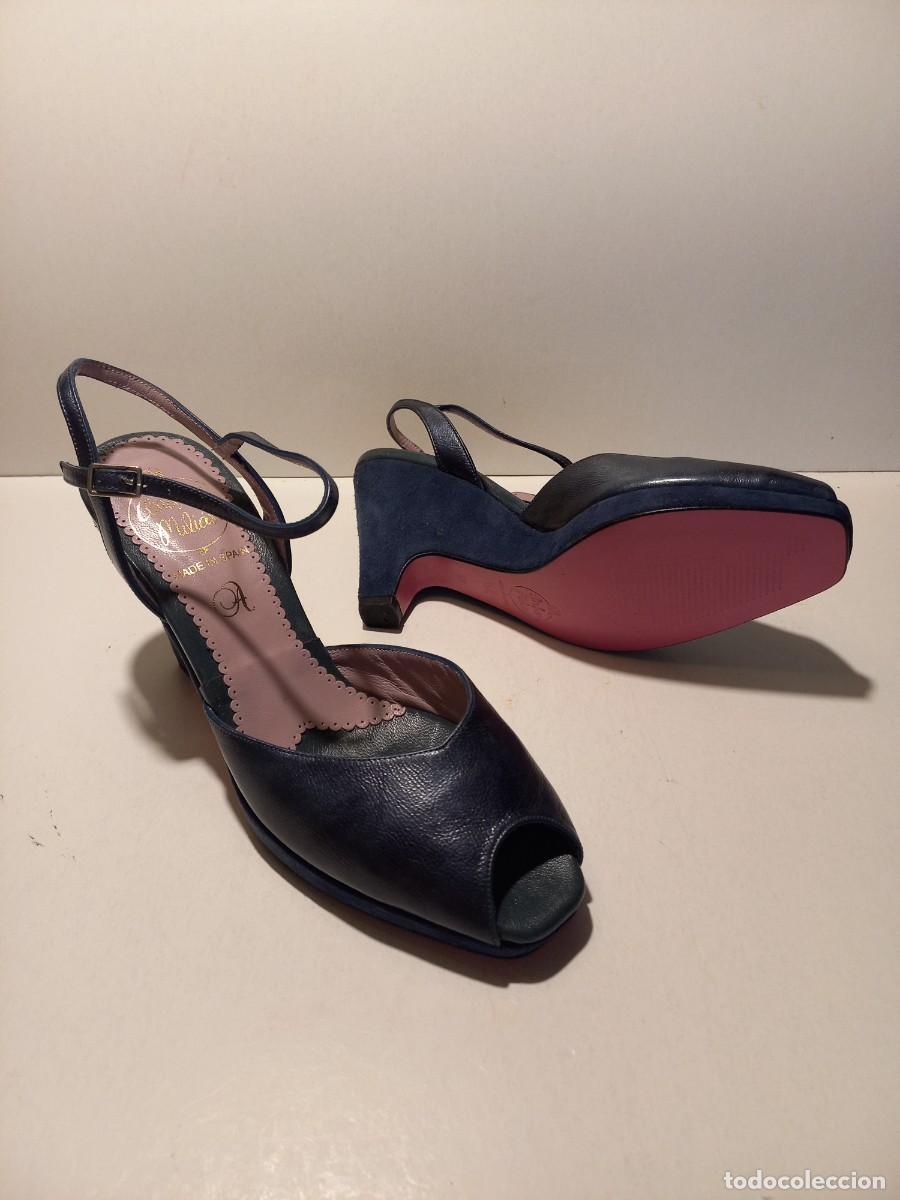 Vintage: FANT&Aacute;STICOS ZAPATOS ARTESANALES VINTAGE EN PIEL DE ANDREA MILI&Aacute;N COMOD&Iacute;SIMOS N&ordm; 37