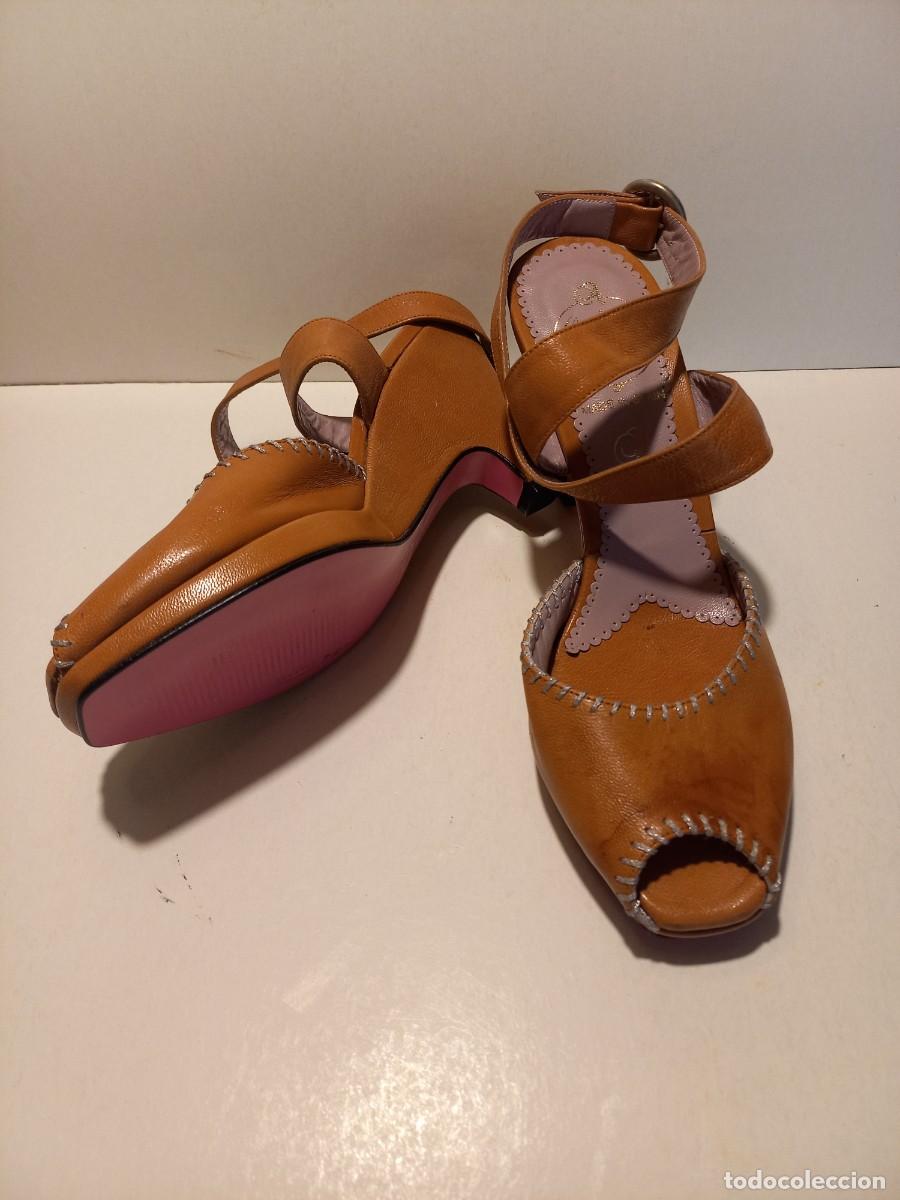 Vintage: ESTUPENDOS ZAPATOS ARTESANALES VINTAGE EN PIEL DE ANDREA MILI&Aacute;N COMOD&Iacute;SIMOS N&ordm; 37