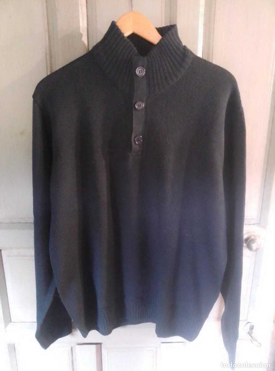Vintage: Jersey de punto con botones. Azul marino. Top Gear. Talla L