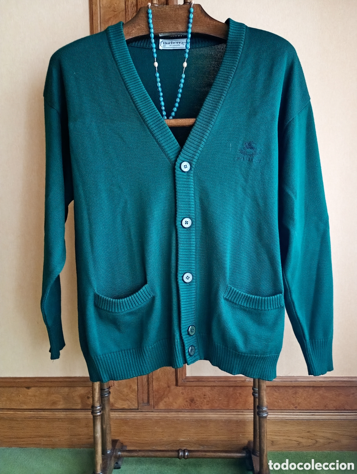 Vintage: Jersey c&aacute;rdigan Burberrys ventage talla 6 color verde como nuevo
