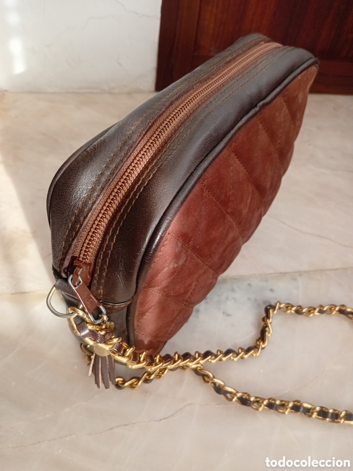 Vintage: Bolso tipo Chanel de ante y cuero