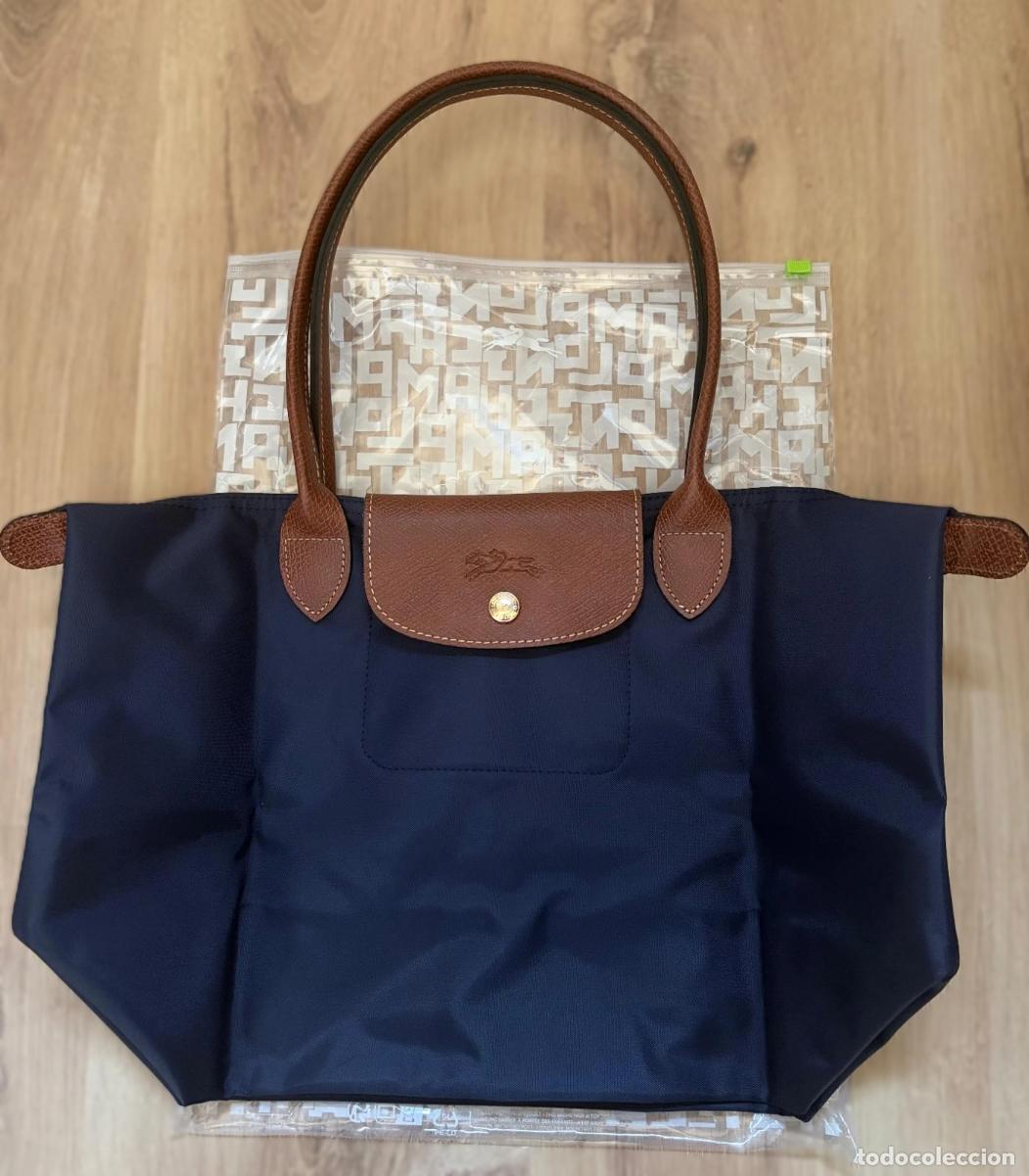 Vintage: Bolso de hombro con asas Longchamp Le Pliage Original Large en Azul Navy