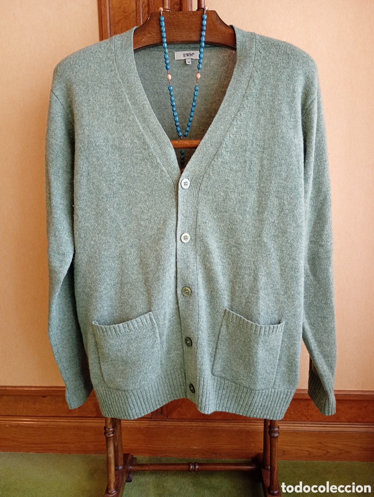 Vintage: Jersey c&aacute;rdigan EWM ventage 100% lana de cordero Inglaterra talla M verde pistacho