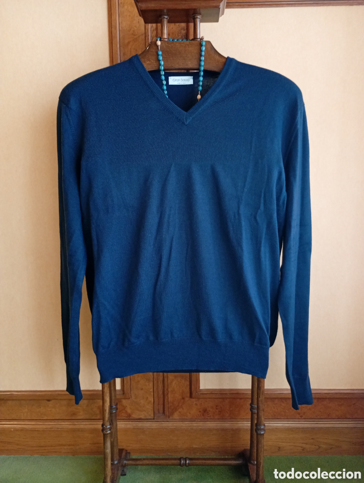 Vintage: Jersey Gran Sasso 100% lana virgen azul marino talla M hecho en italia