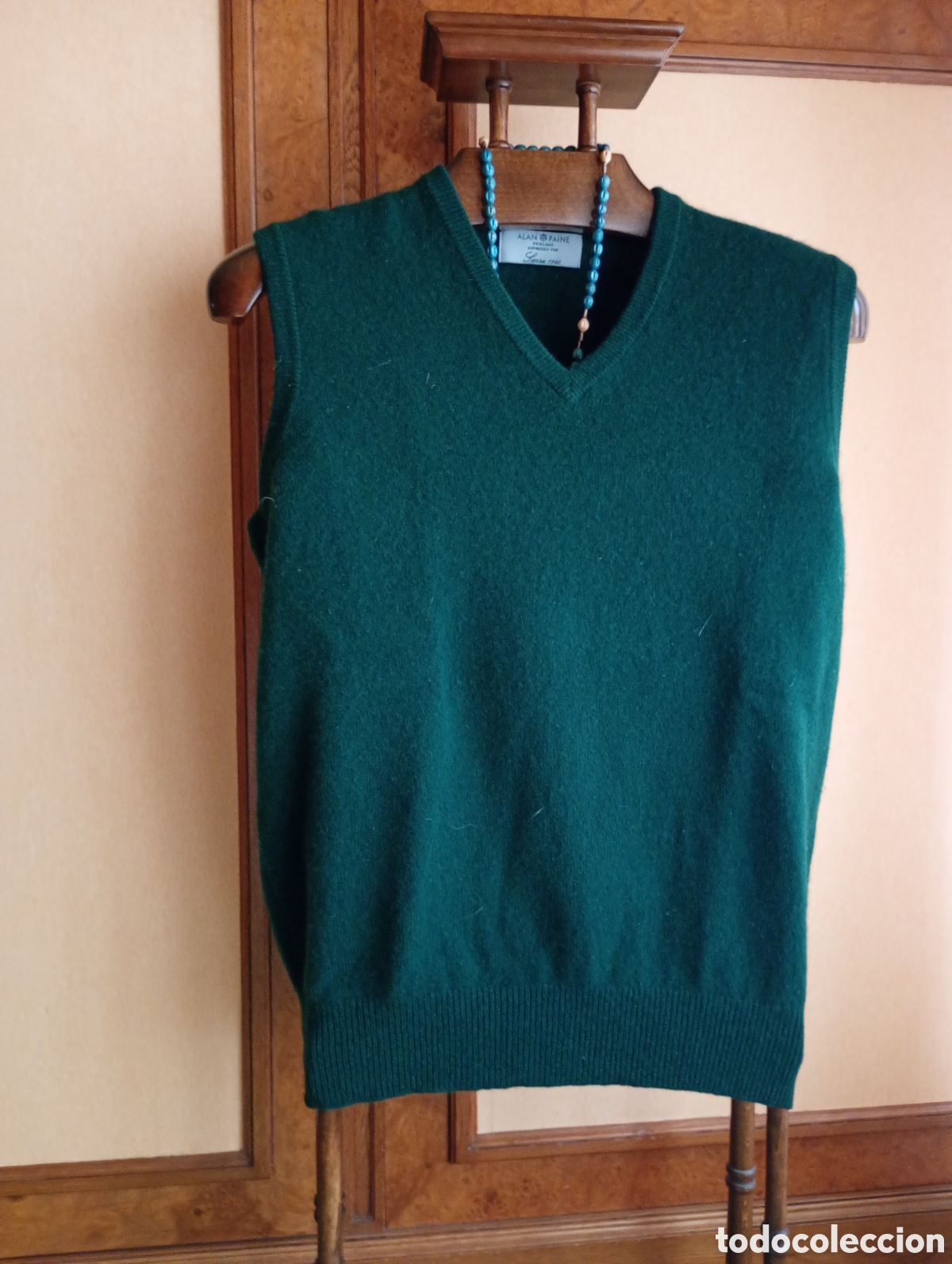 Vintage: Chaleco Alam Paine 100%lana virgen cordero talla L-50 color verde