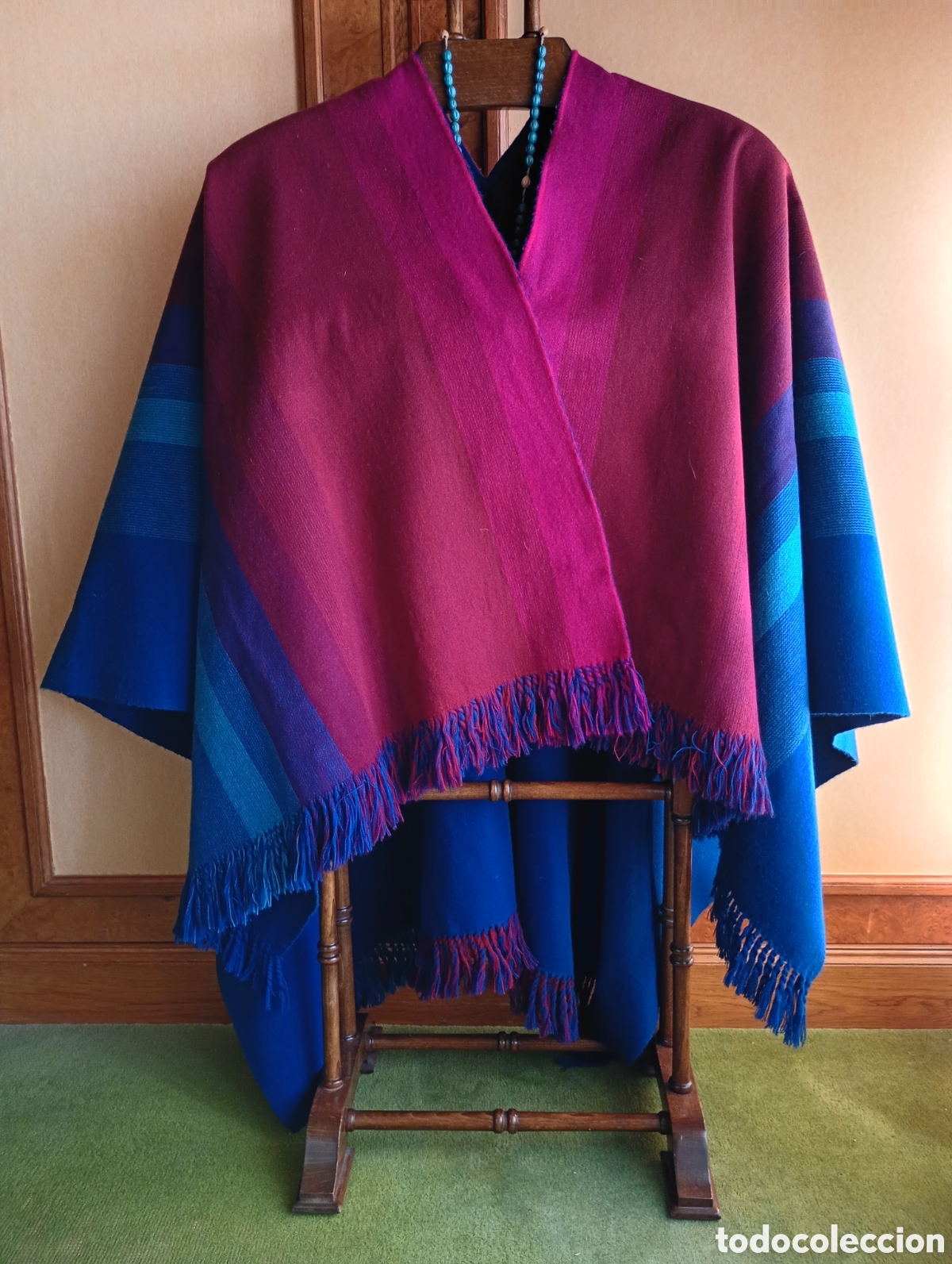 Vintage: Poncho estilo ruana lana artesanal