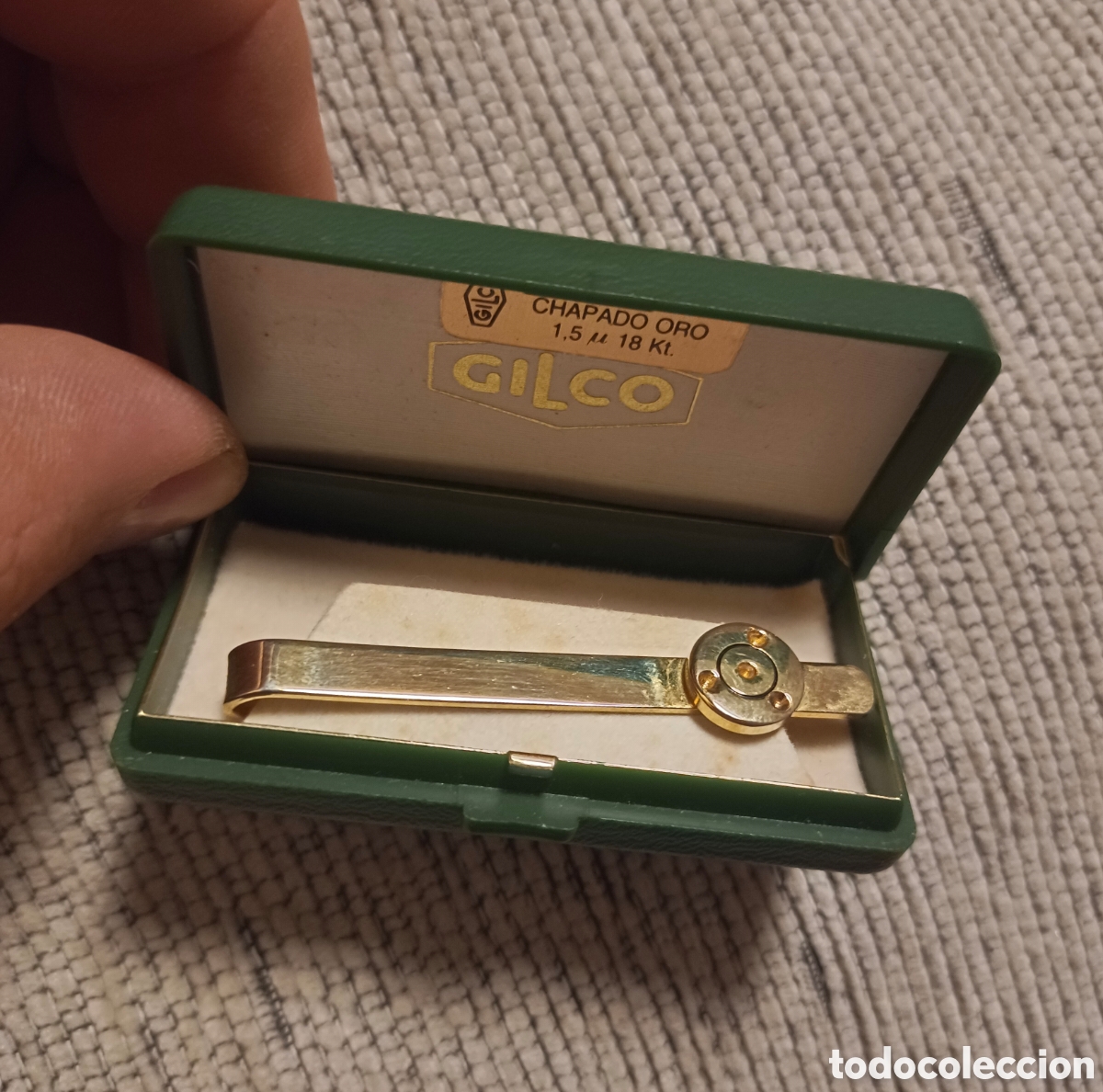 Vintage: Pisacorbatas , pasador corbata gilco chapado oro 18k