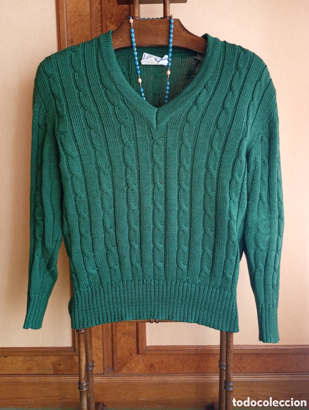 Vintage: Jersey su&eacute;ter Faconable ventage 100% lana virgen color verde talla S