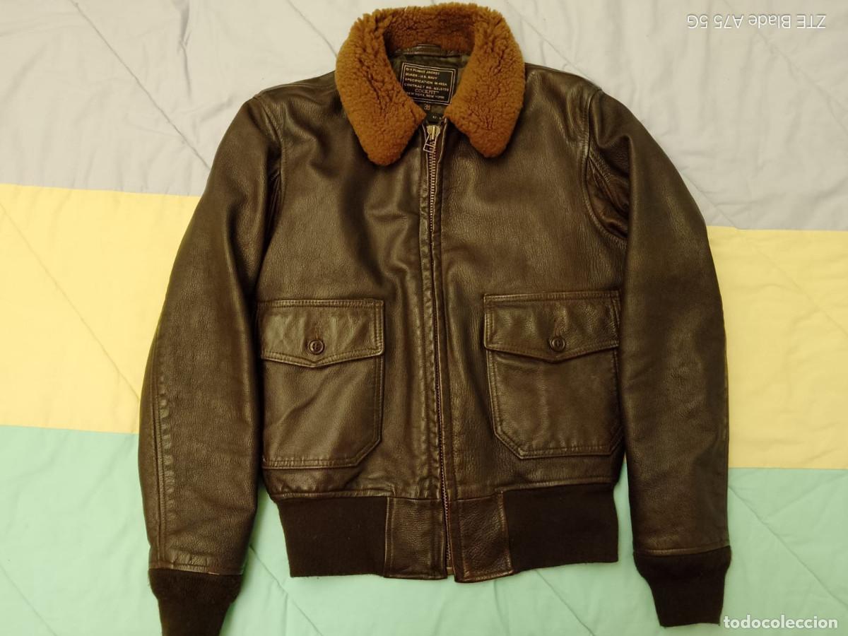 Vintage: Chaqueta Cuero Cockpit USA G-1 USN Marr&oacute;n